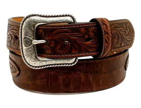 1/2'' Floral Embossed Overlay Concho Belt