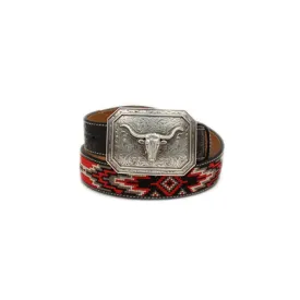 1/2'' Southwest Fabric Longhorn Buckle Belt