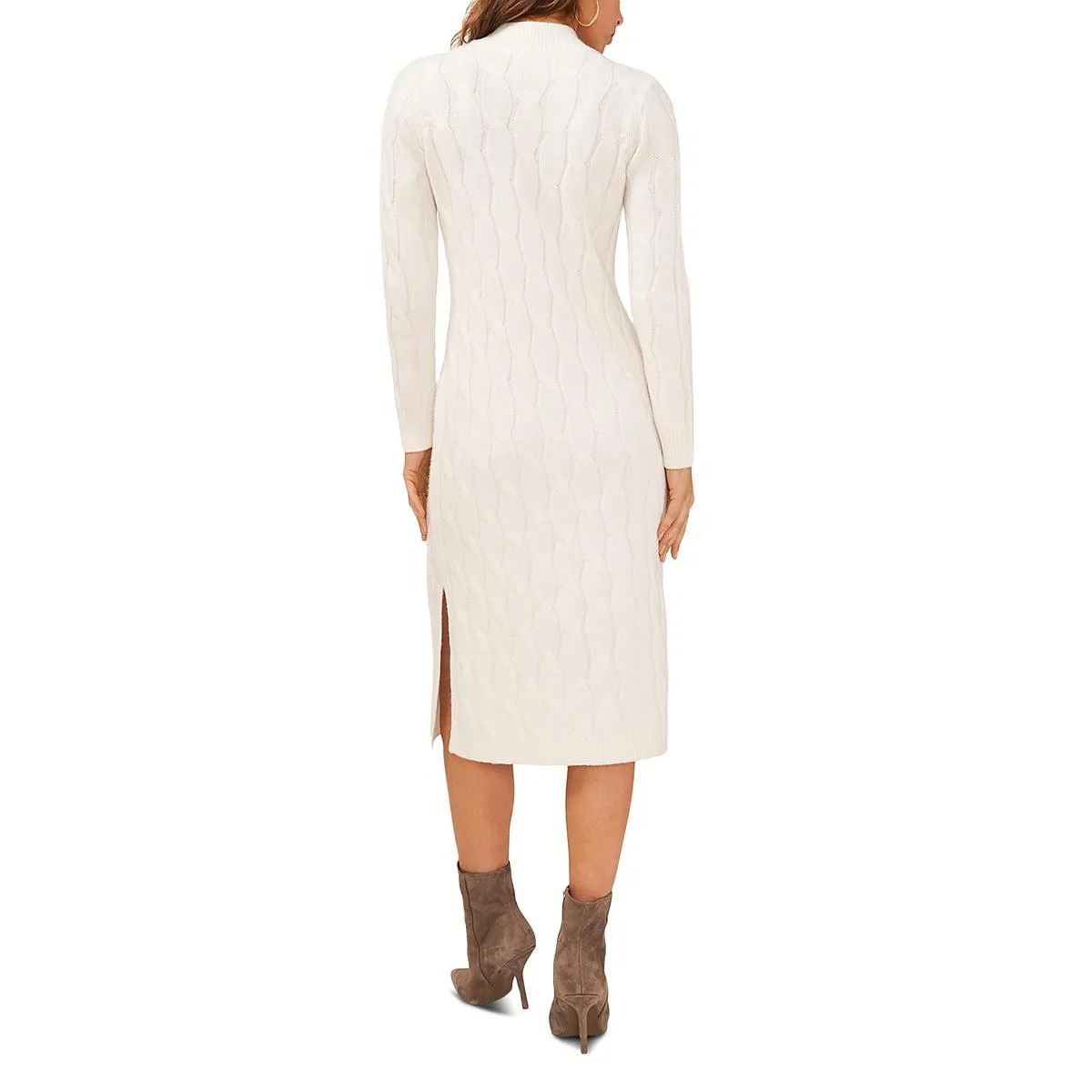 1.State Womens Cable Knit Crewneck Sweaterdress