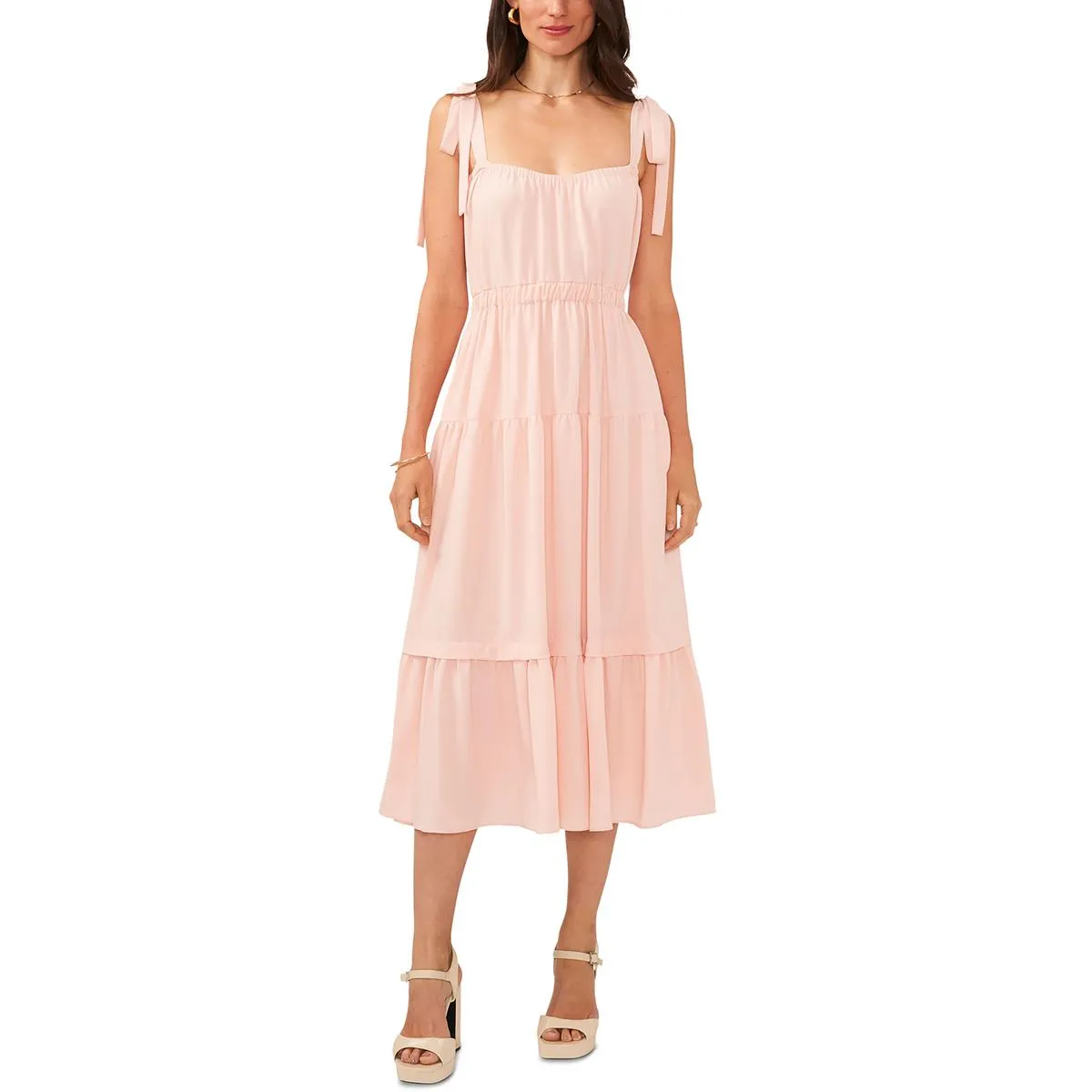 1.State Womens Pleated Boho Midi Dress