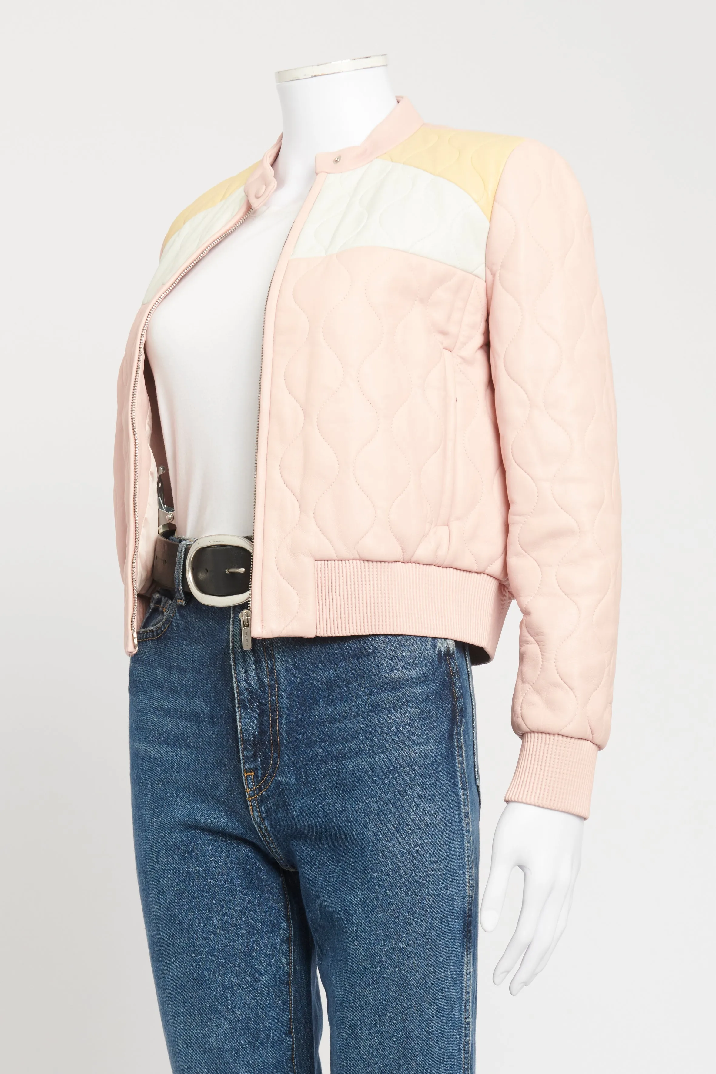 2014 Pink Quilted Preowned Leather Jacket