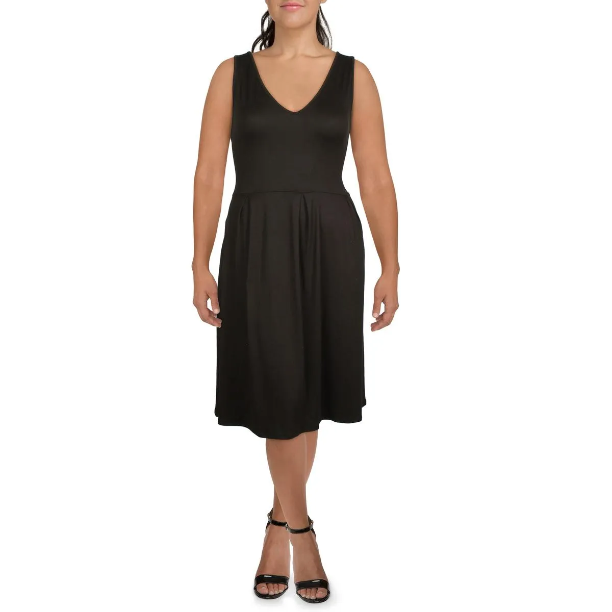 24seven Comfort Apparel Womens Plus Sleeveless Calf Midi Dress