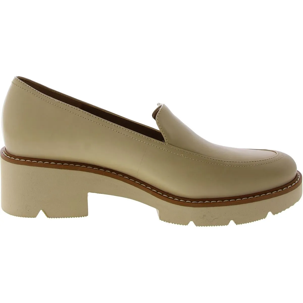 27 Edit Womens Dreamer Leather Lugged Sole Loafers