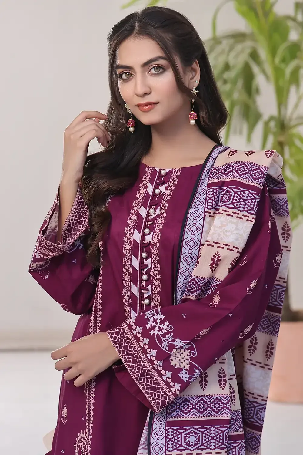 2PC Stitched Printed Lawn Shirt and Dupatta KSD-2514