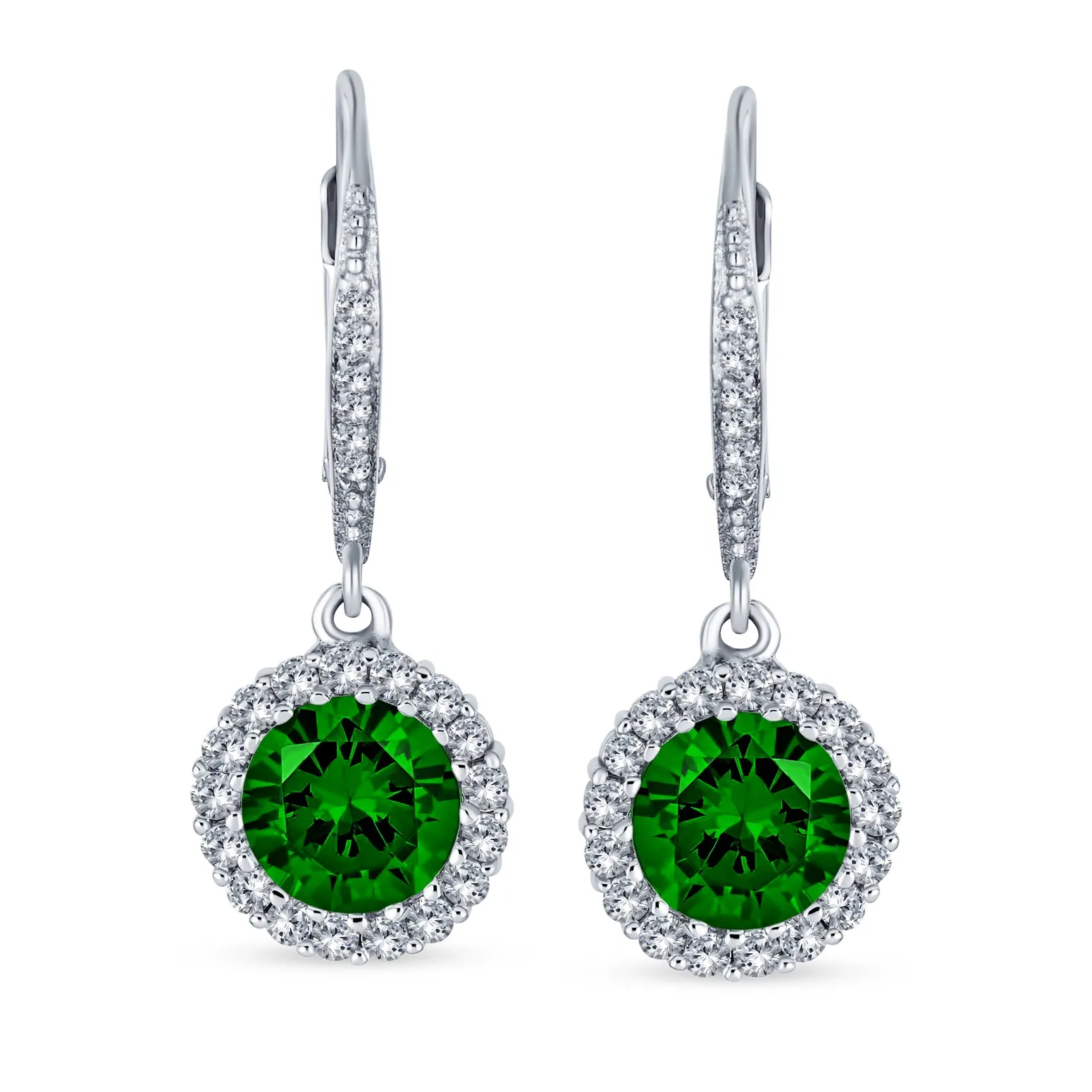 3.5CT Solitaire Halo CZ Dangle Earring Sterling Silver More Colors