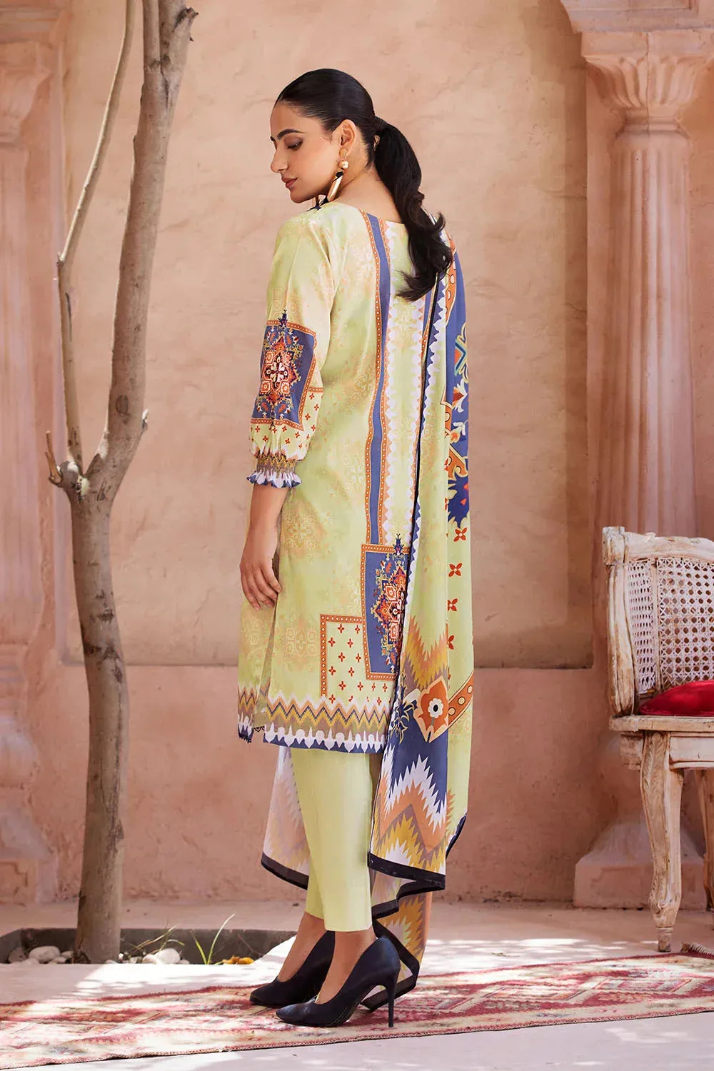 3PC Printed Unstitched Lawn Suit KLA-2684