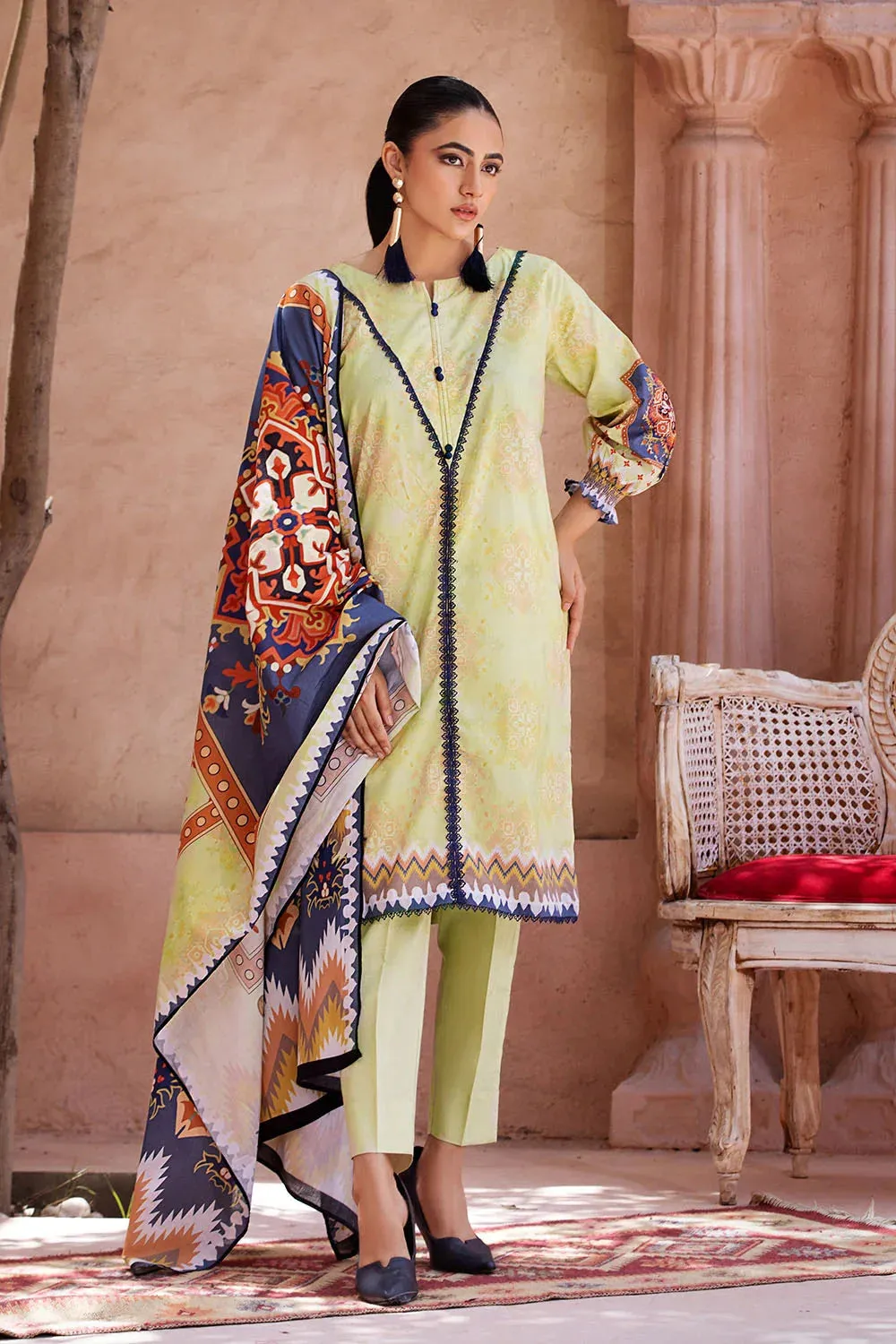 3PC Printed Unstitched Lawn Suit KLA-2684