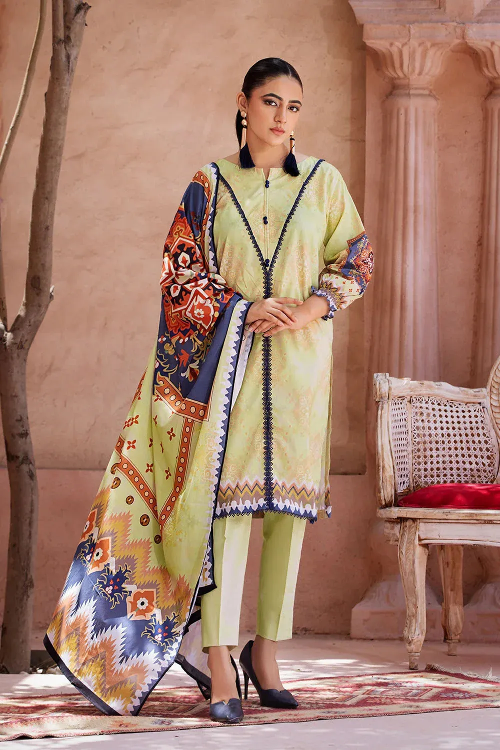 3PC Printed Unstitched Lawn Suit KLA-2684