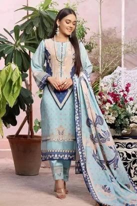 3PC Printed Unstitched Lawn Suit KLA-2796