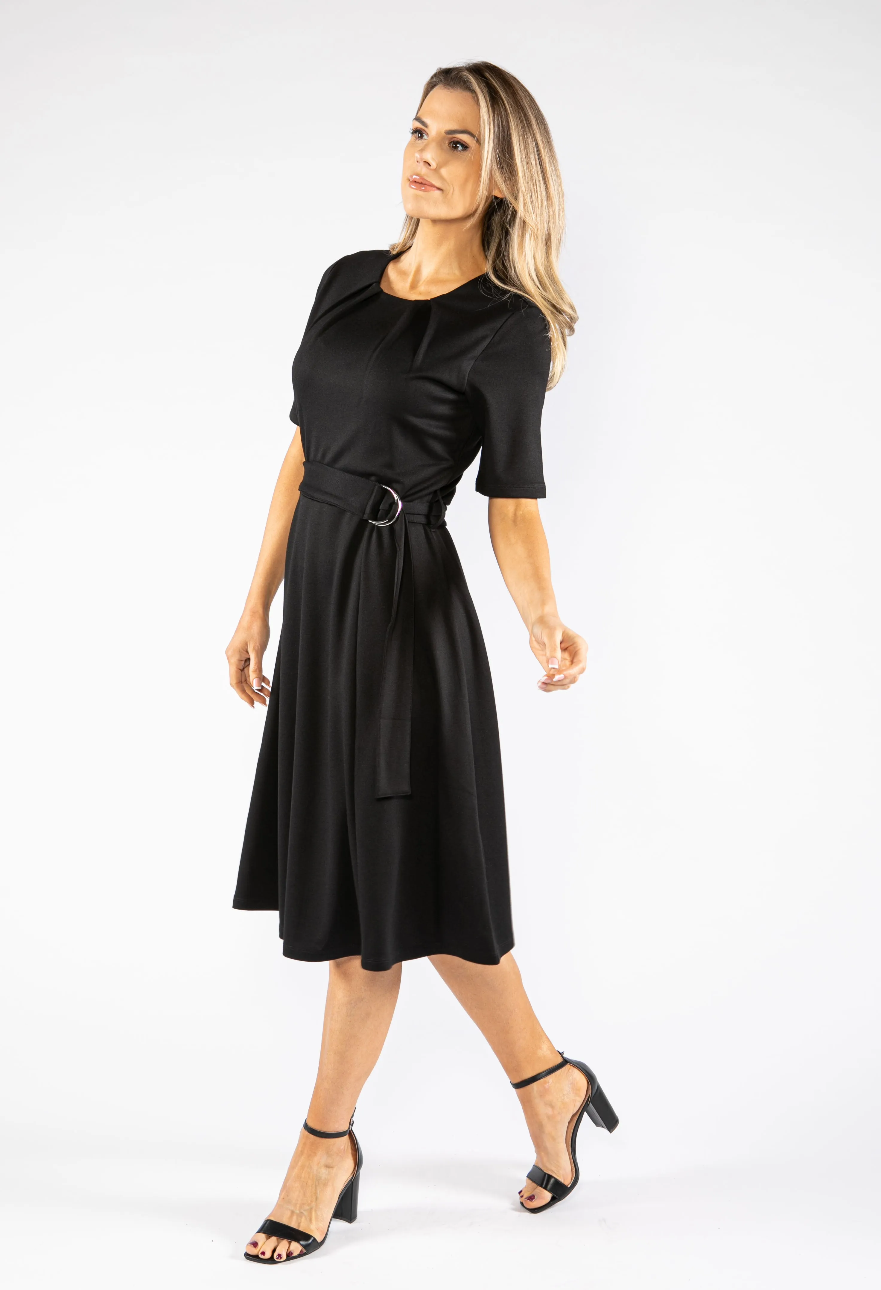 A-line dress with a tie-around belt