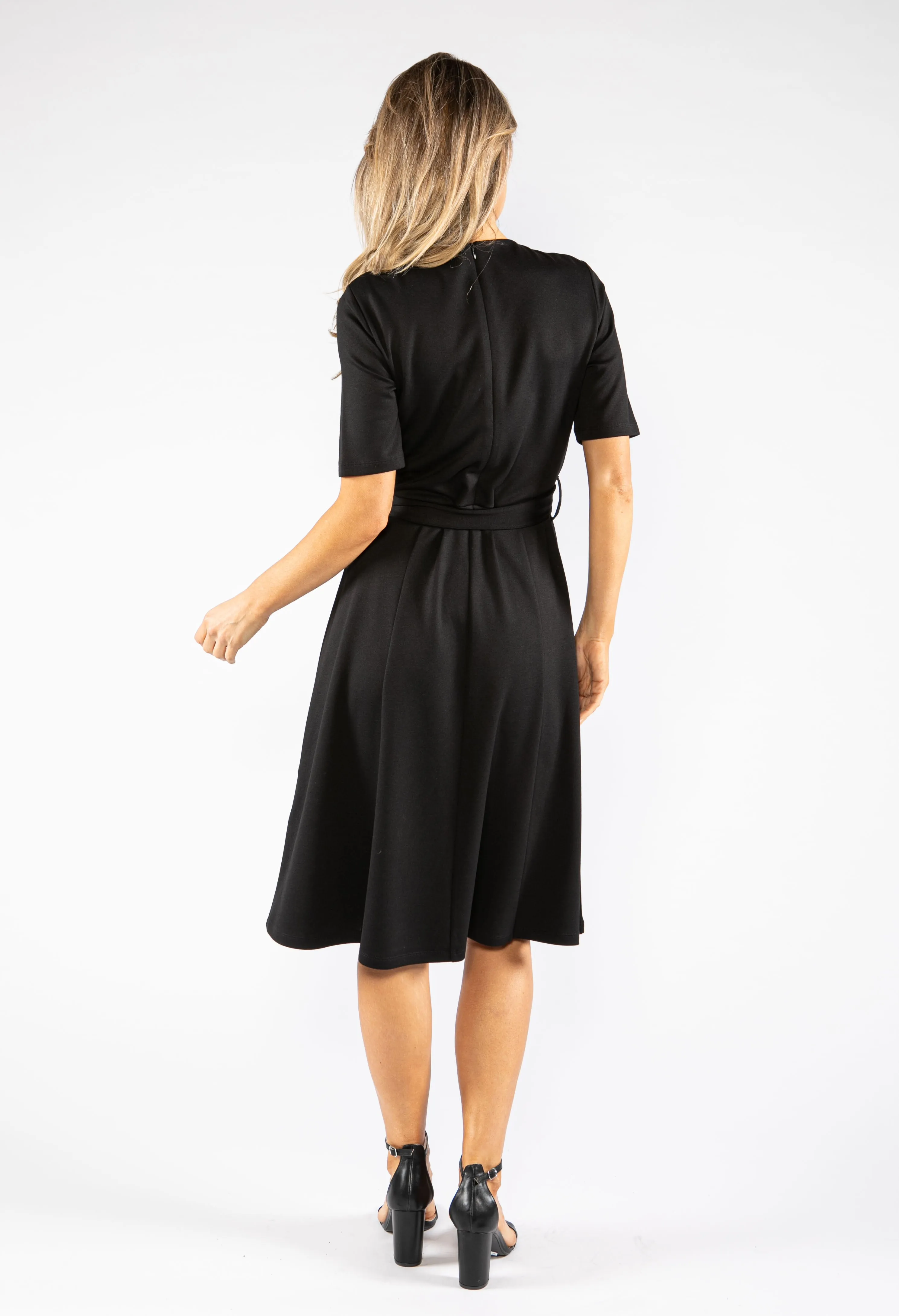 A-line dress with a tie-around belt