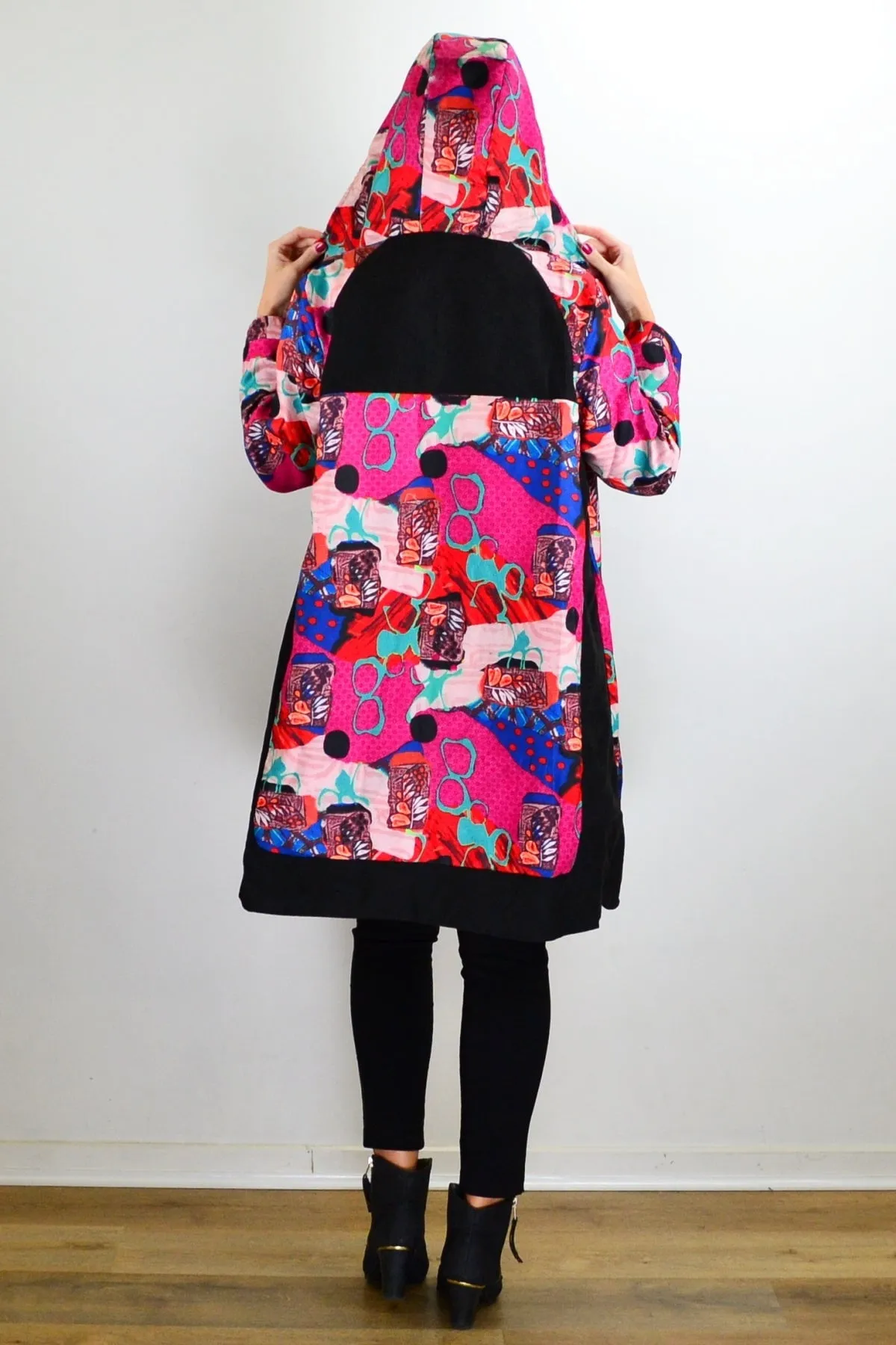 Abstract Print Fuchsia Corduroy Jacket