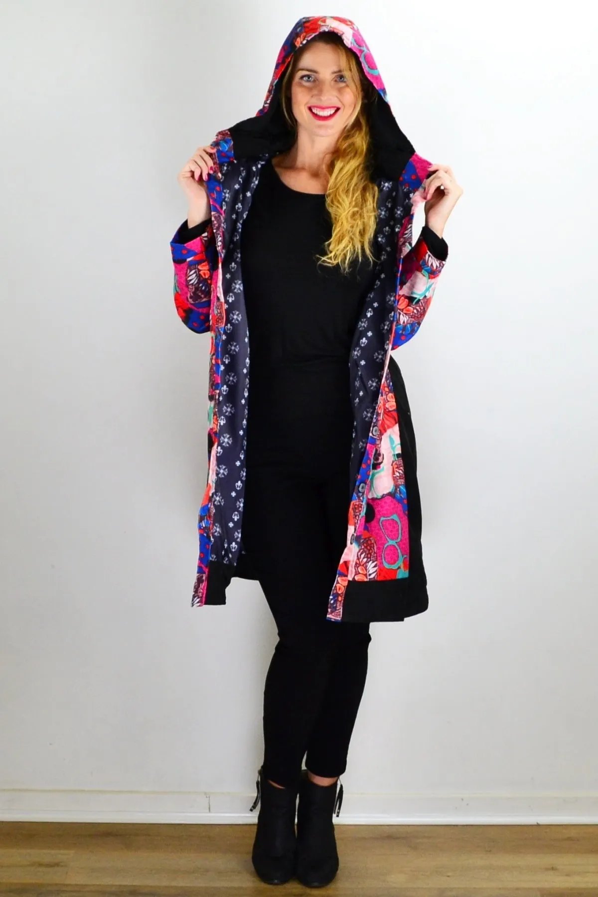 Abstract Print Fuchsia Corduroy Jacket