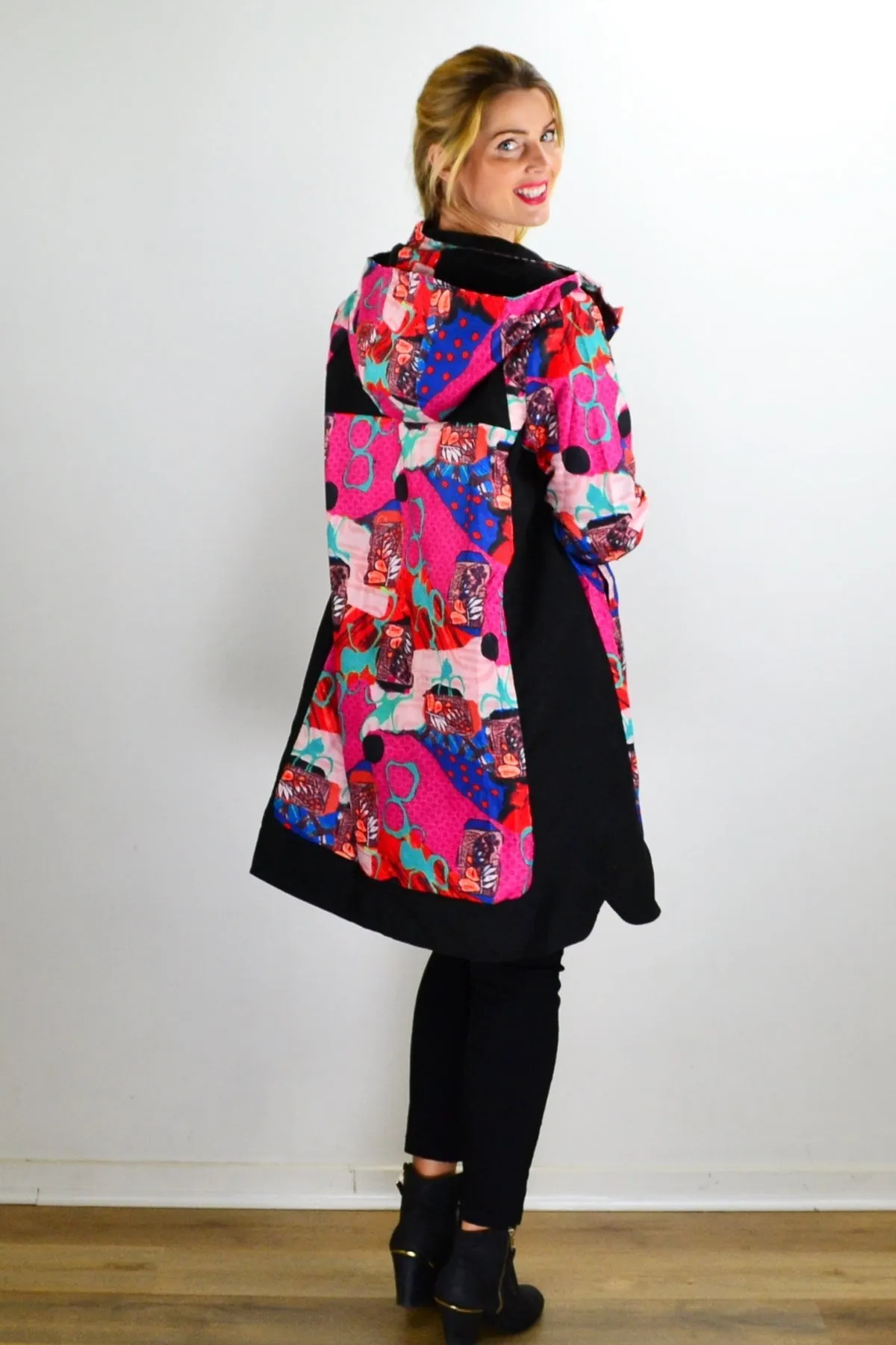 Abstract Print Fuchsia Corduroy Jacket