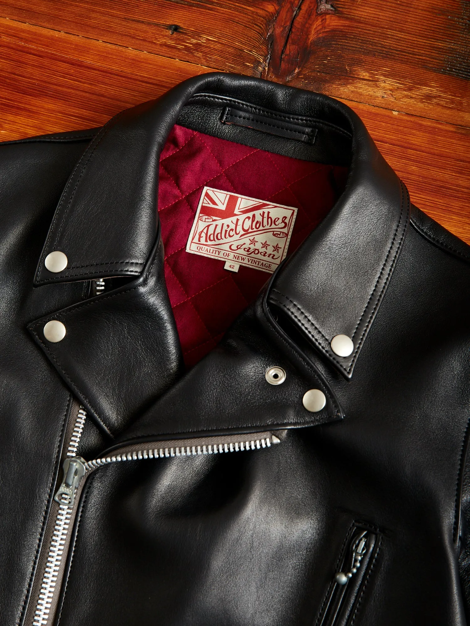 AD-02 Sheepskin Leather Double Riders Jacket in Black