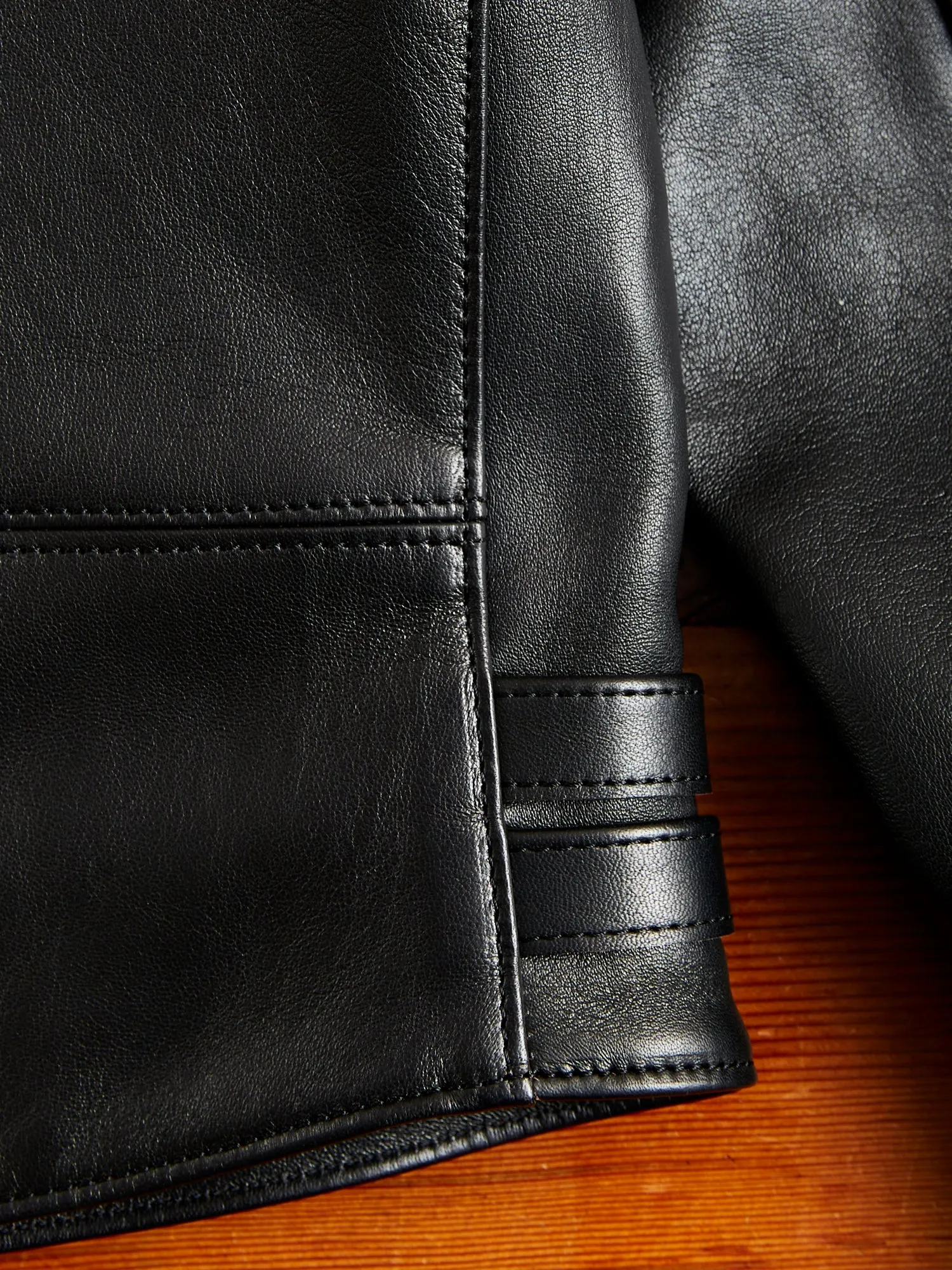 AD-02 Sheepskin Leather Double Riders Jacket in Black