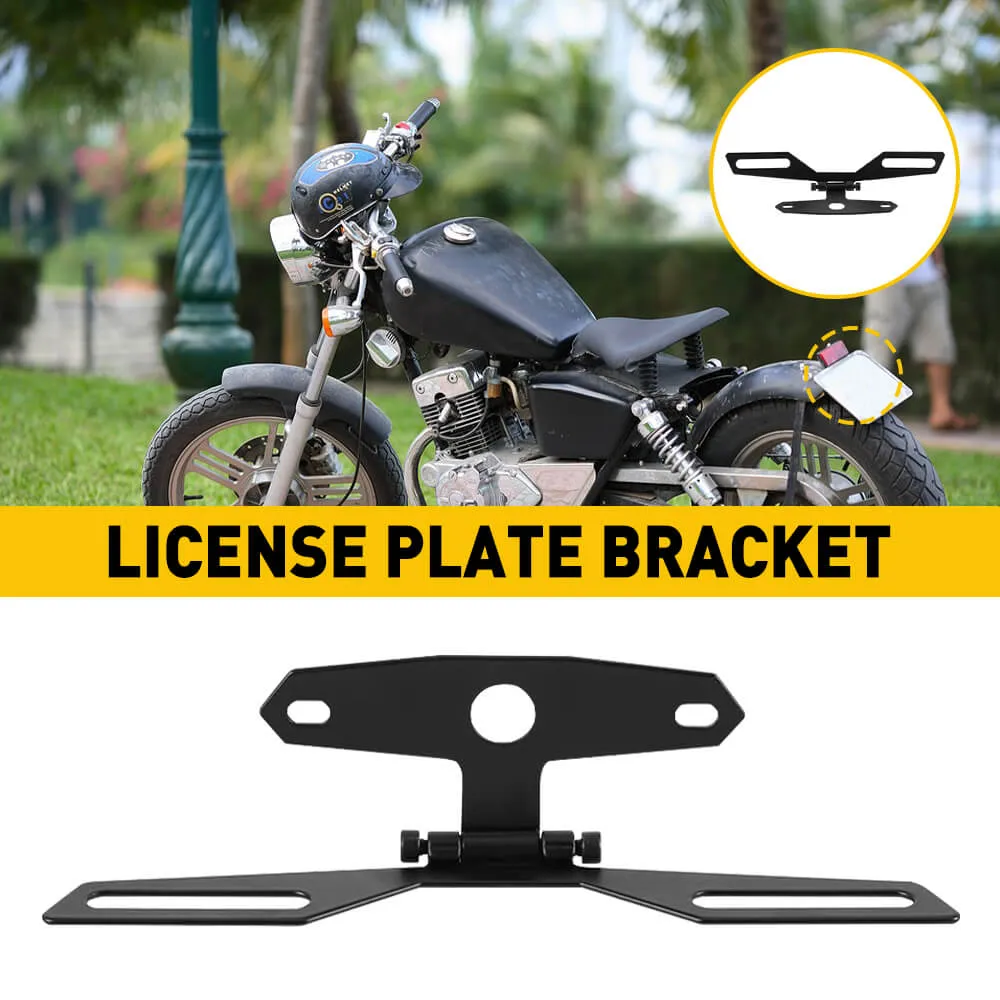 Adjustable Motorcycle License Plate Bracket-Universal Fold License Plate Tail Light Holder