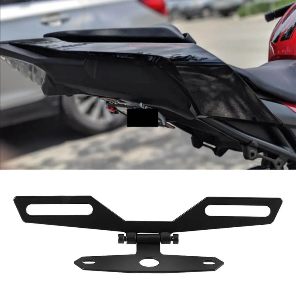 Adjustable Motorcycle License Plate Bracket-Universal Fold License Plate Tail Light Holder