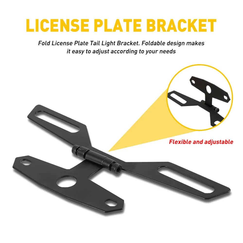 Adjustable Motorcycle License Plate Bracket-Universal Fold License Plate Tail Light Holder