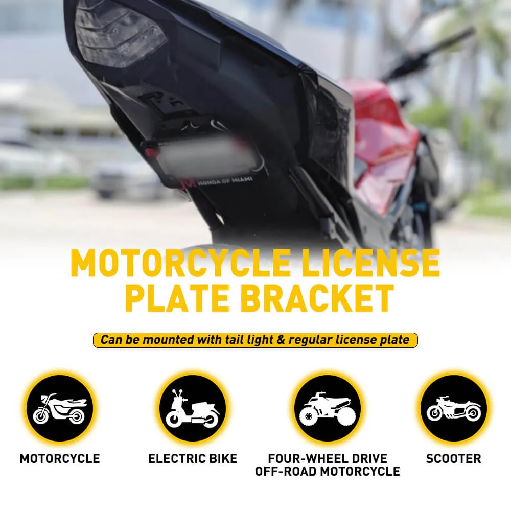 Adjustable Motorcycle License Plate Bracket-Universal Fold License Plate Tail Light Holder