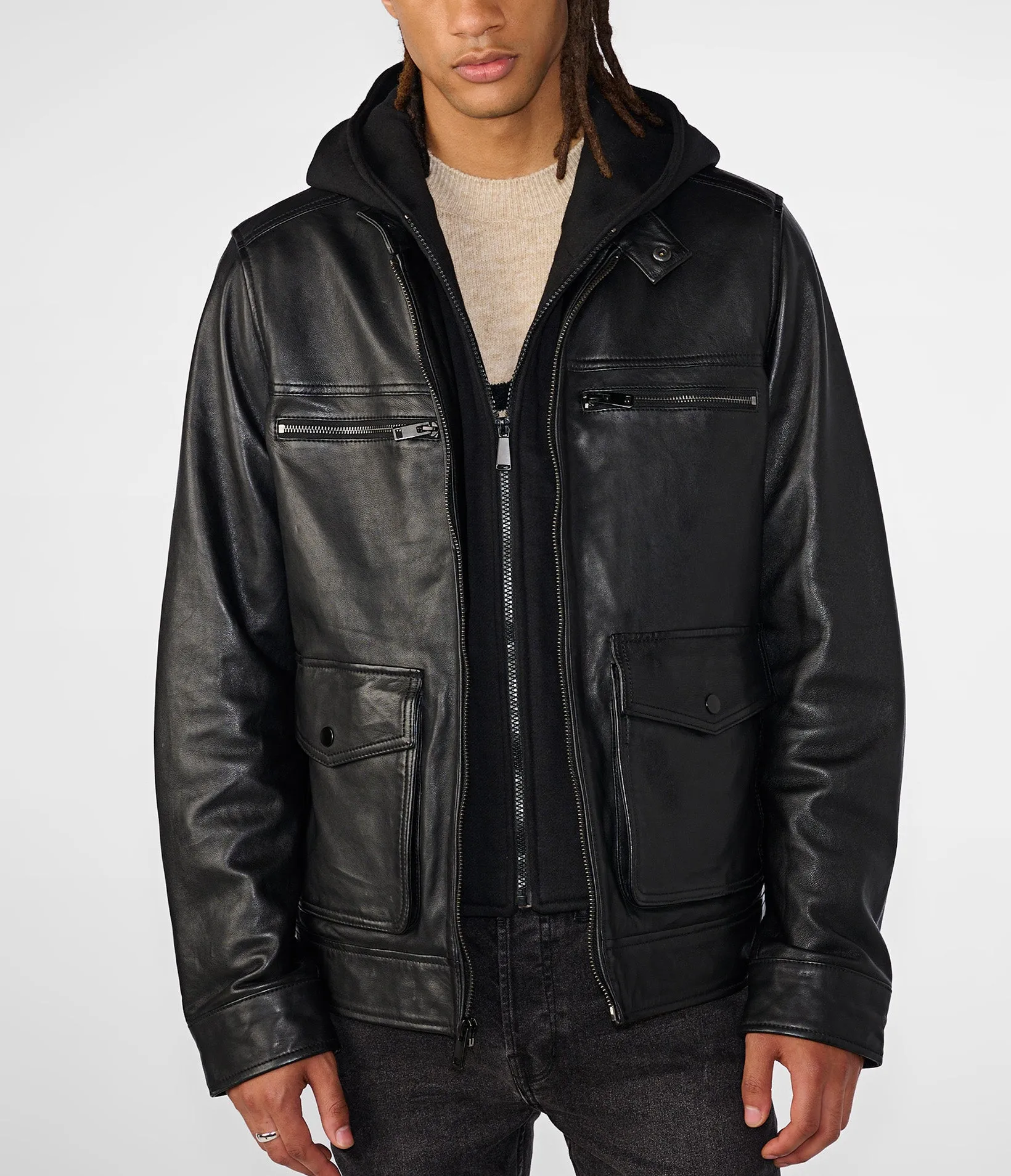 Adrian Leather Jacket With Hood