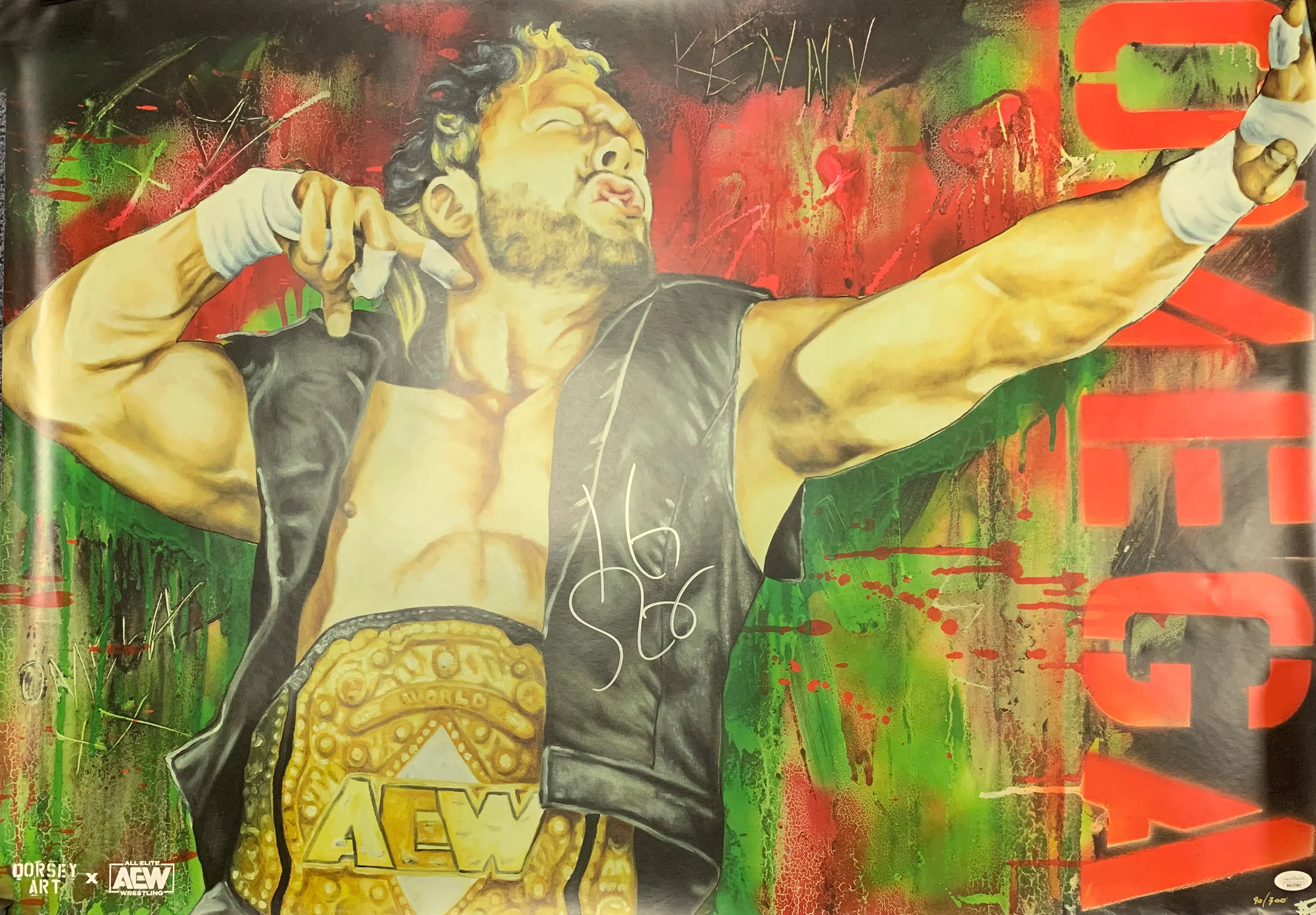 AEW x Dorsey 36"x24" Signed Poster : Kenny Omega * Hand Signed *