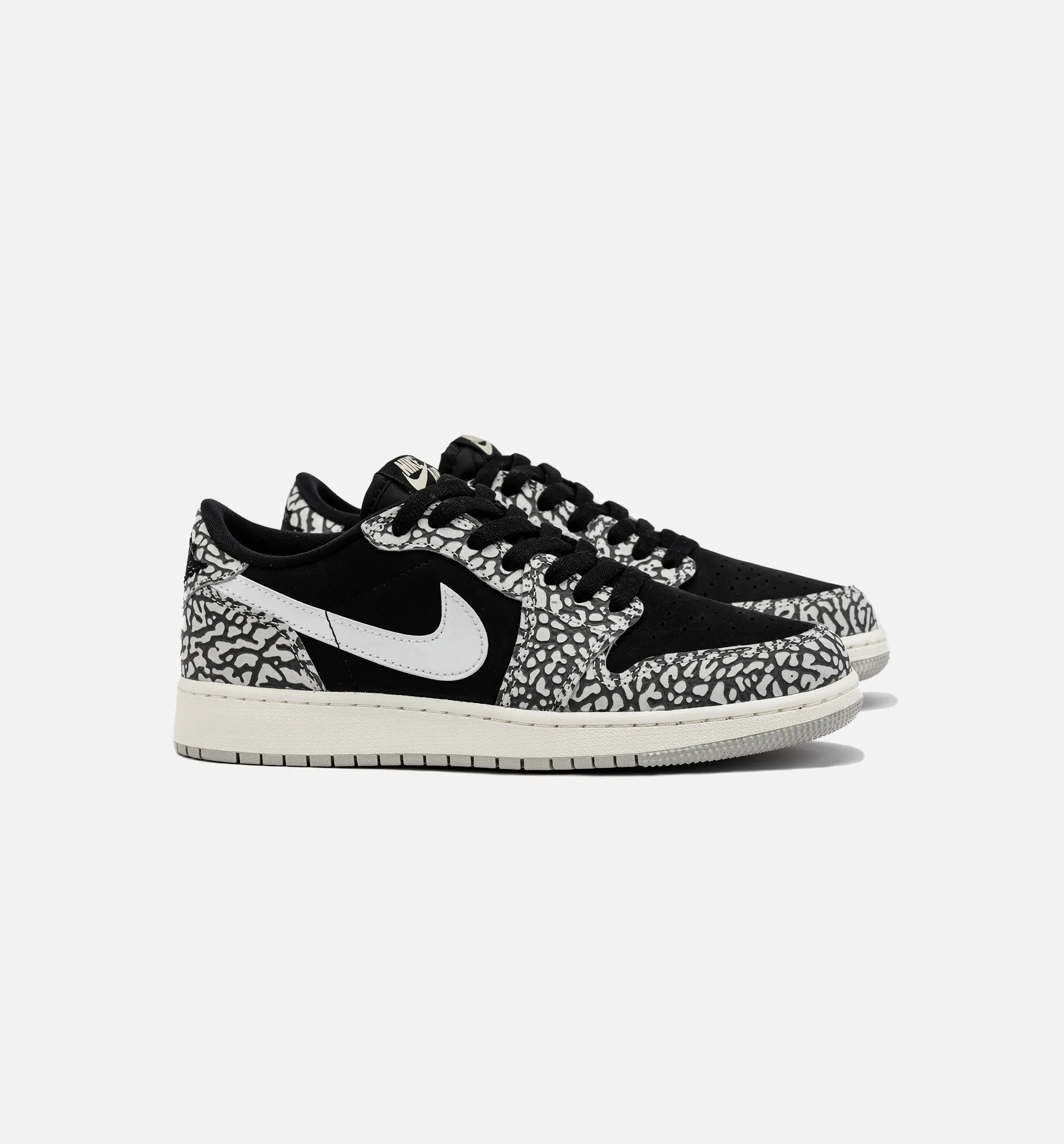 Air Jordan 1 Retro Low OG Black Cement Grade School Lifestyle Shoe - Black/Grey