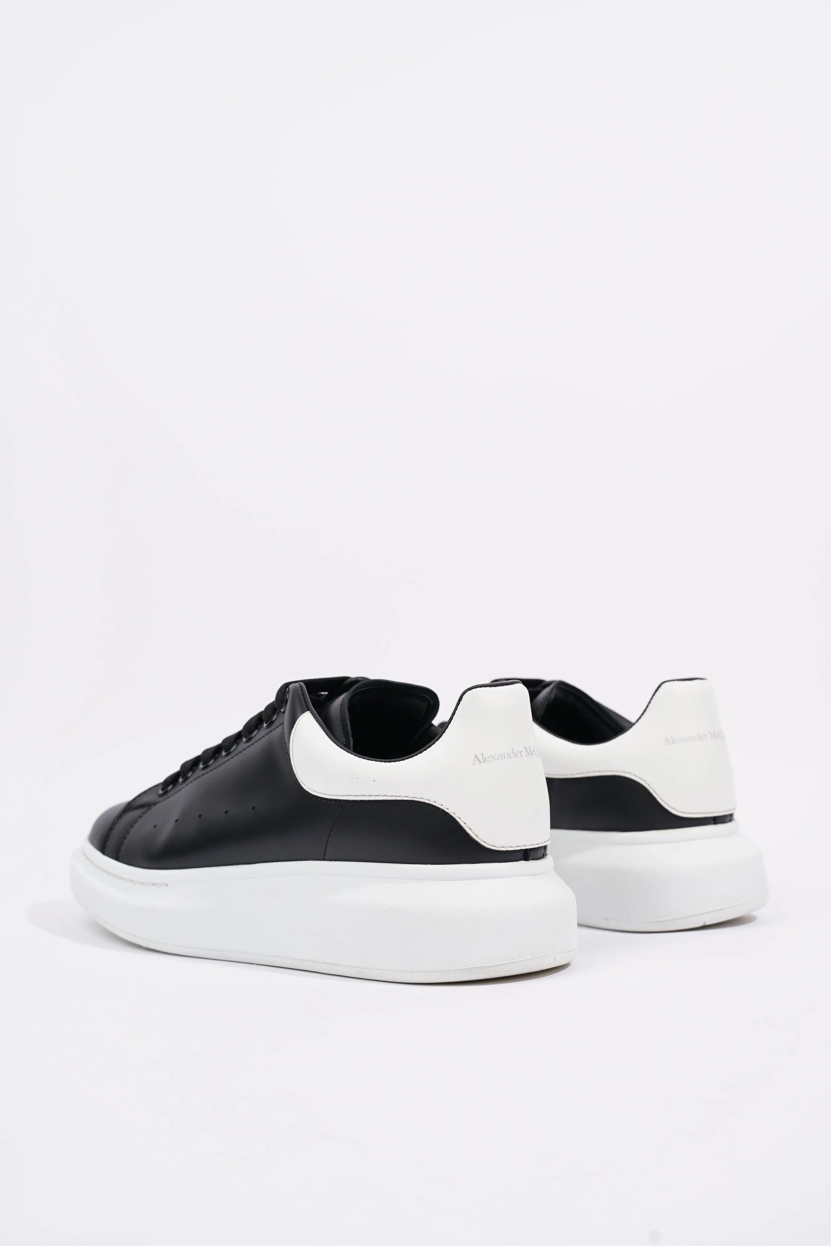 Alexander McQueen Mens Oversized Sneaker Black Leather / White Tab EU 42 / UK 8