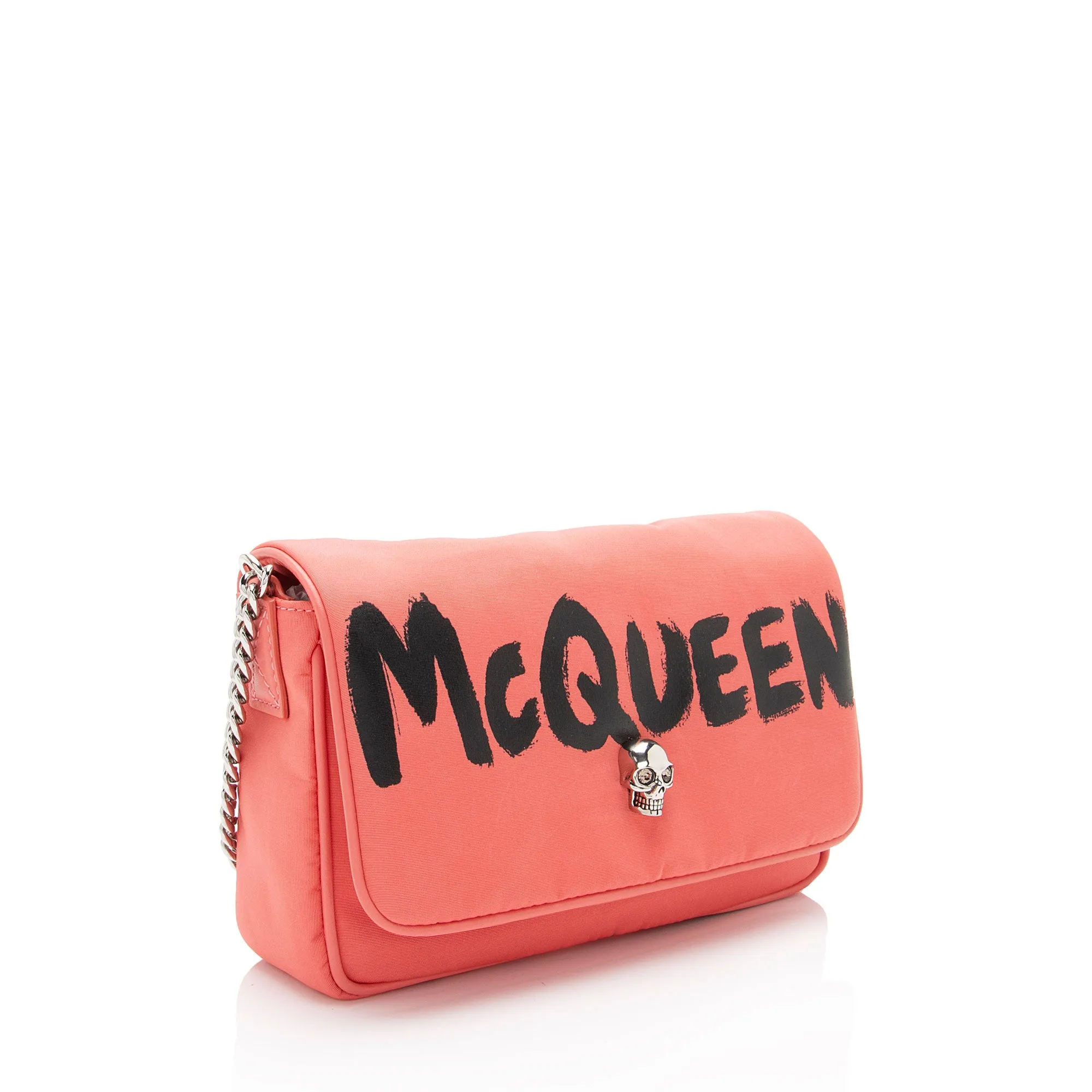 Alexander McQueen Nylon Graffiti Logo Small Skull Bag (SHF-HpD94c)