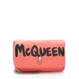 Alexander McQueen Nylon Graffiti Logo Small Skull Bag (SHF-HpD94c)