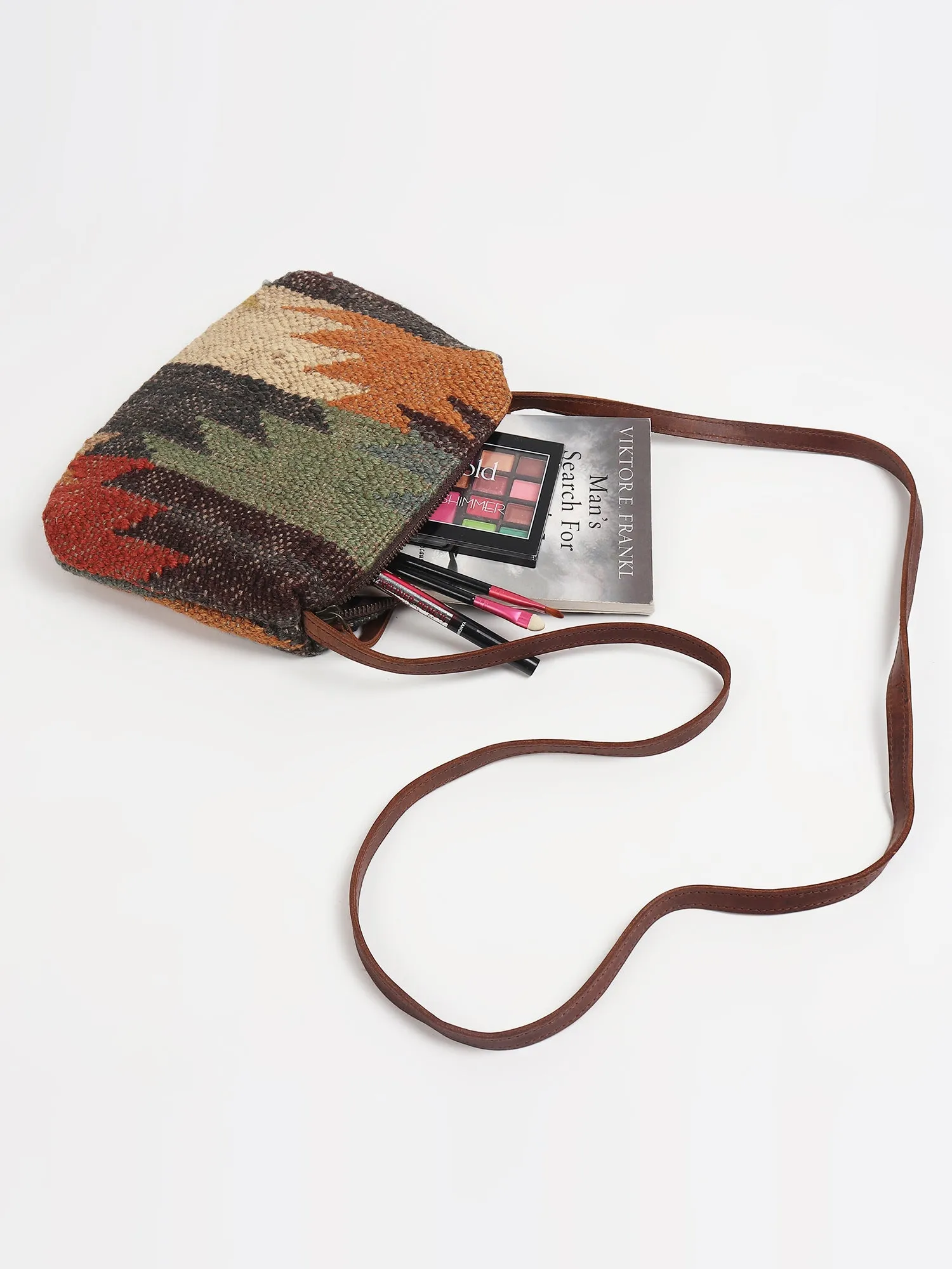 ALPHA - KILIM and LEATHER  SLING BAG