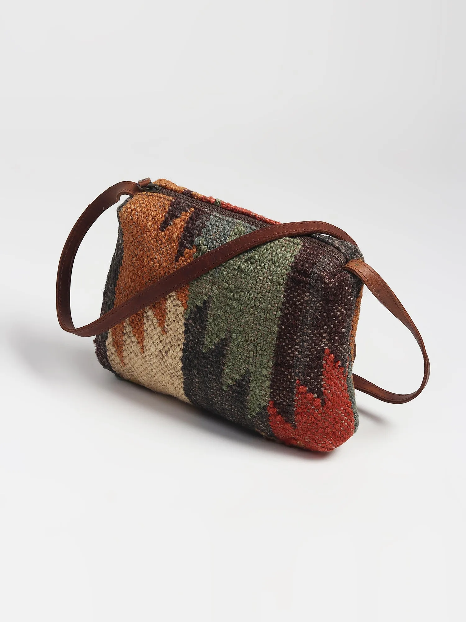 ALPHA - KILIM and LEATHER  SLING BAG