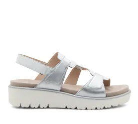 Ara Women's Bayview Triple Adjustable Wedge Sandal Silver / Fog Metallic Leather