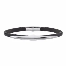 Arc Single Wrap Bracelet - Leather & Silver