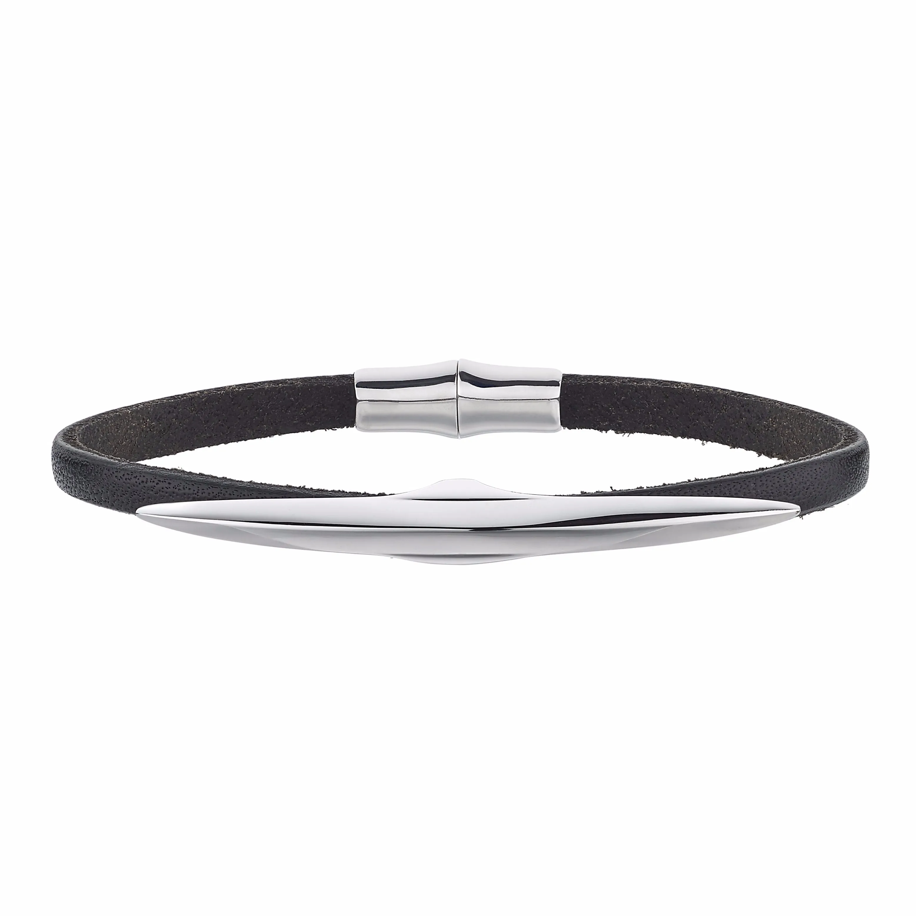 Arc Single Wrap Bracelet - Leather & Silver