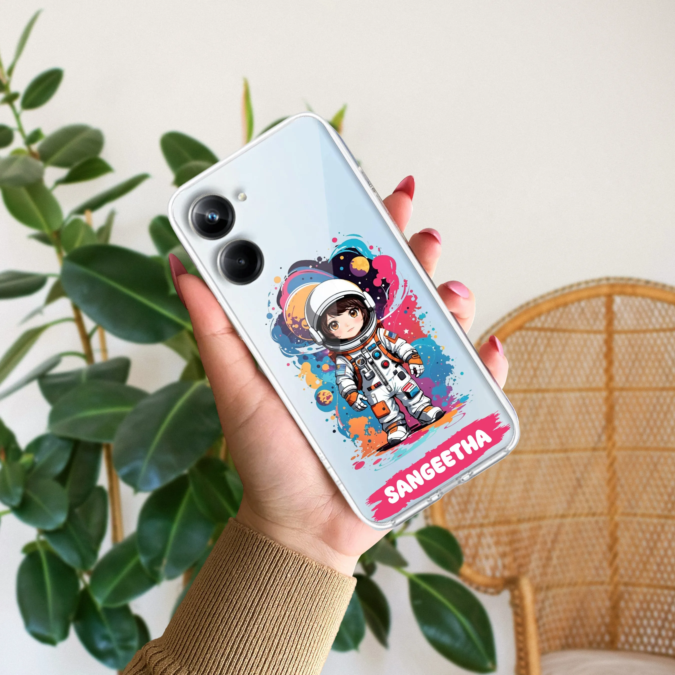 Astronaut Customize Transparent Silicon Case For Realme/Narzo