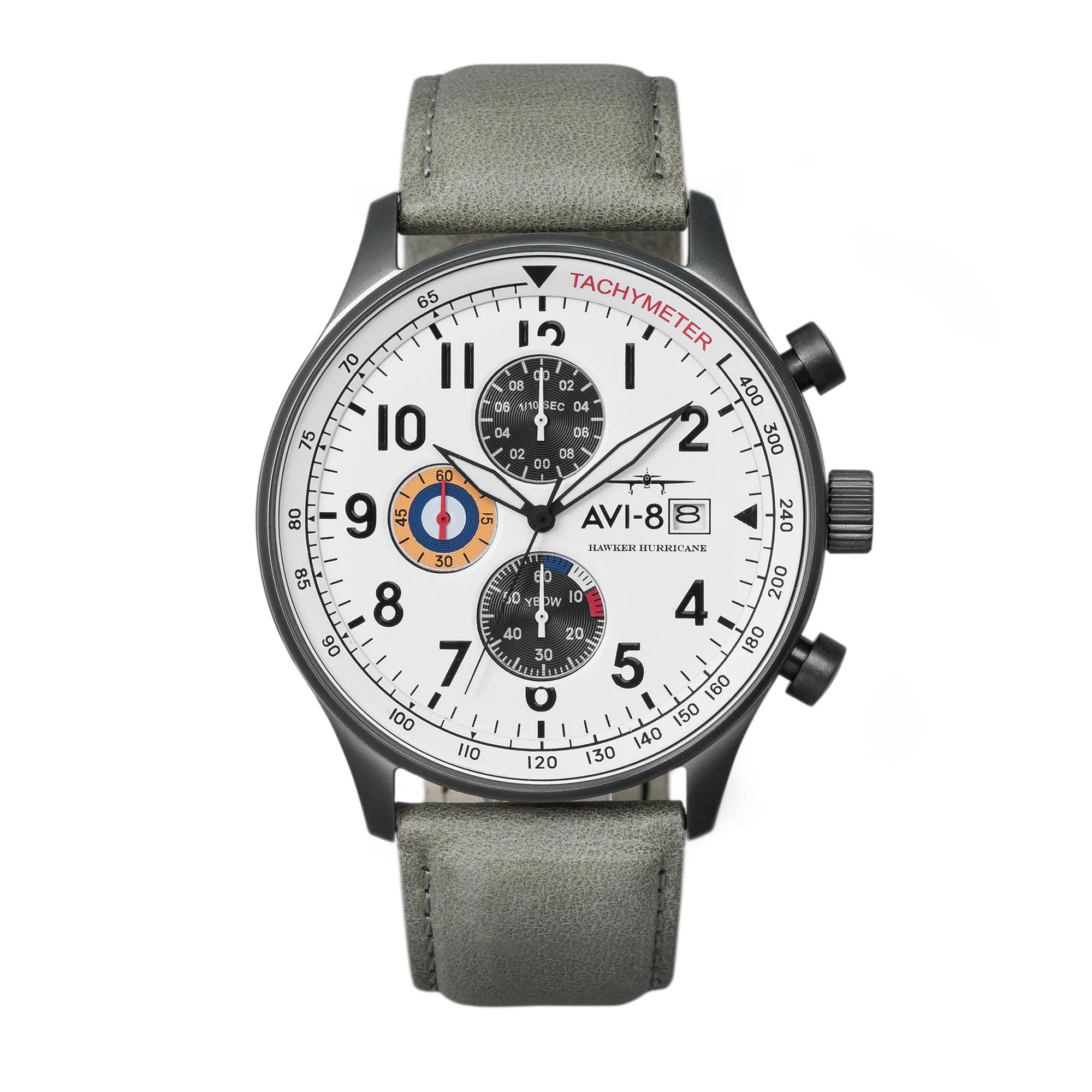 AVI-8 Ivory Greyscale Hawker Hurricane Chronograph Watch AV-4011-0B