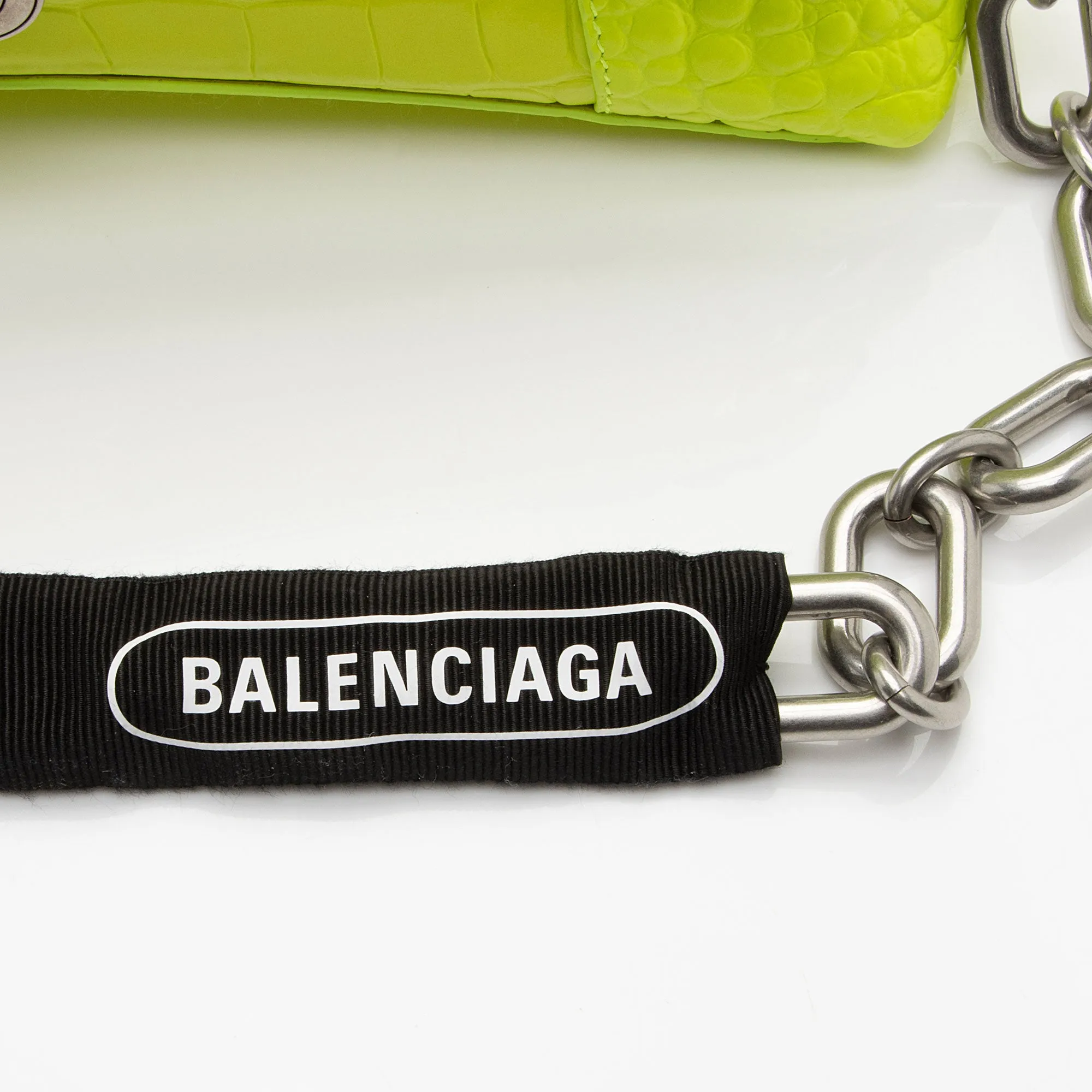 Balenciaga Croc Embossed Calfskin Downtown Small Shoulder Bag (SHF-k5auKT)