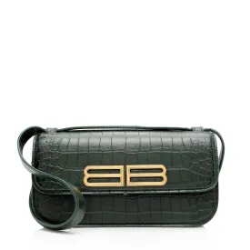 Balenciaga Croc Embossed Calfskin Gossip Small Shoulder Bag (SHF-Vvr5sm)