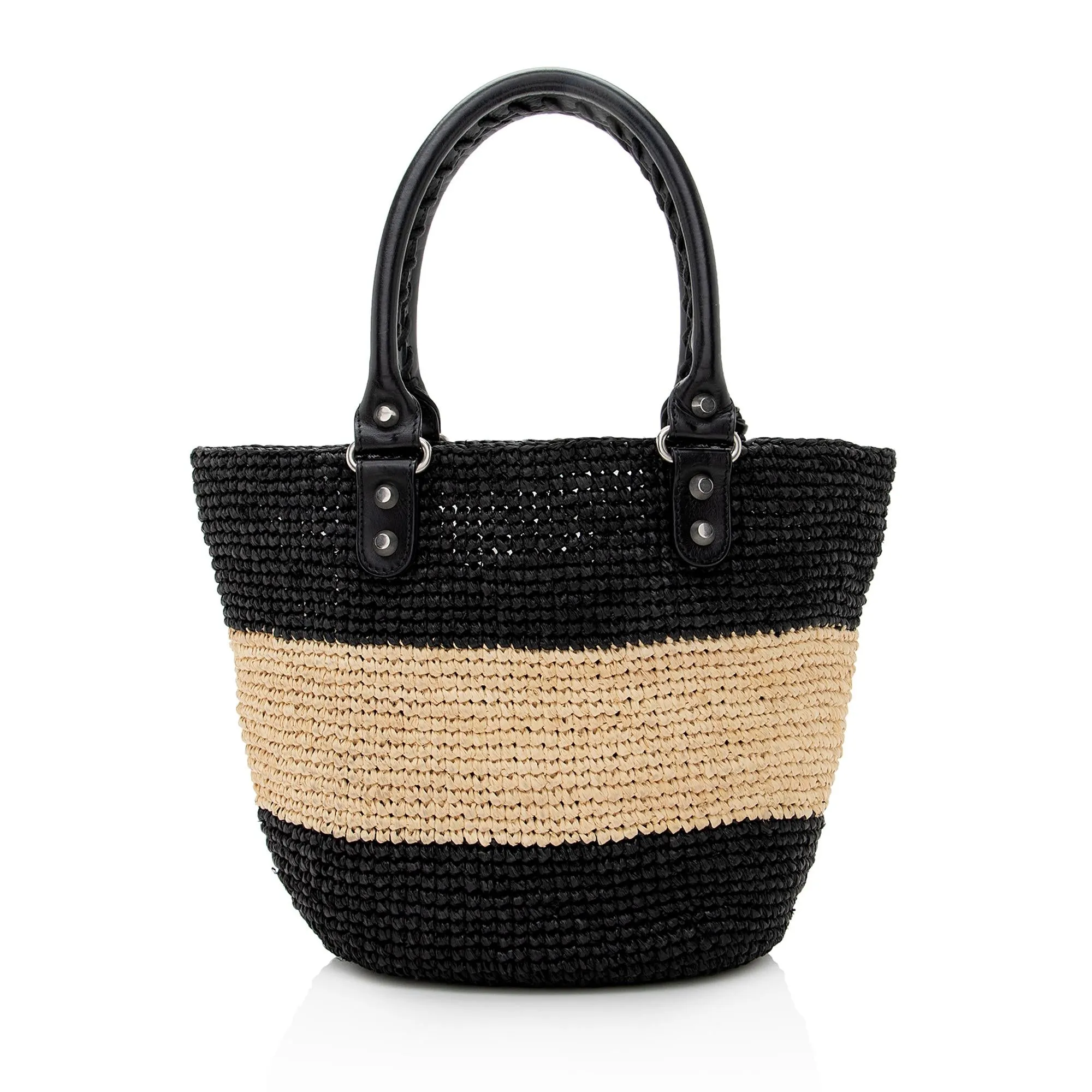 Balenciaga Raffia Striped Panier XS Tote (SHF-22896)