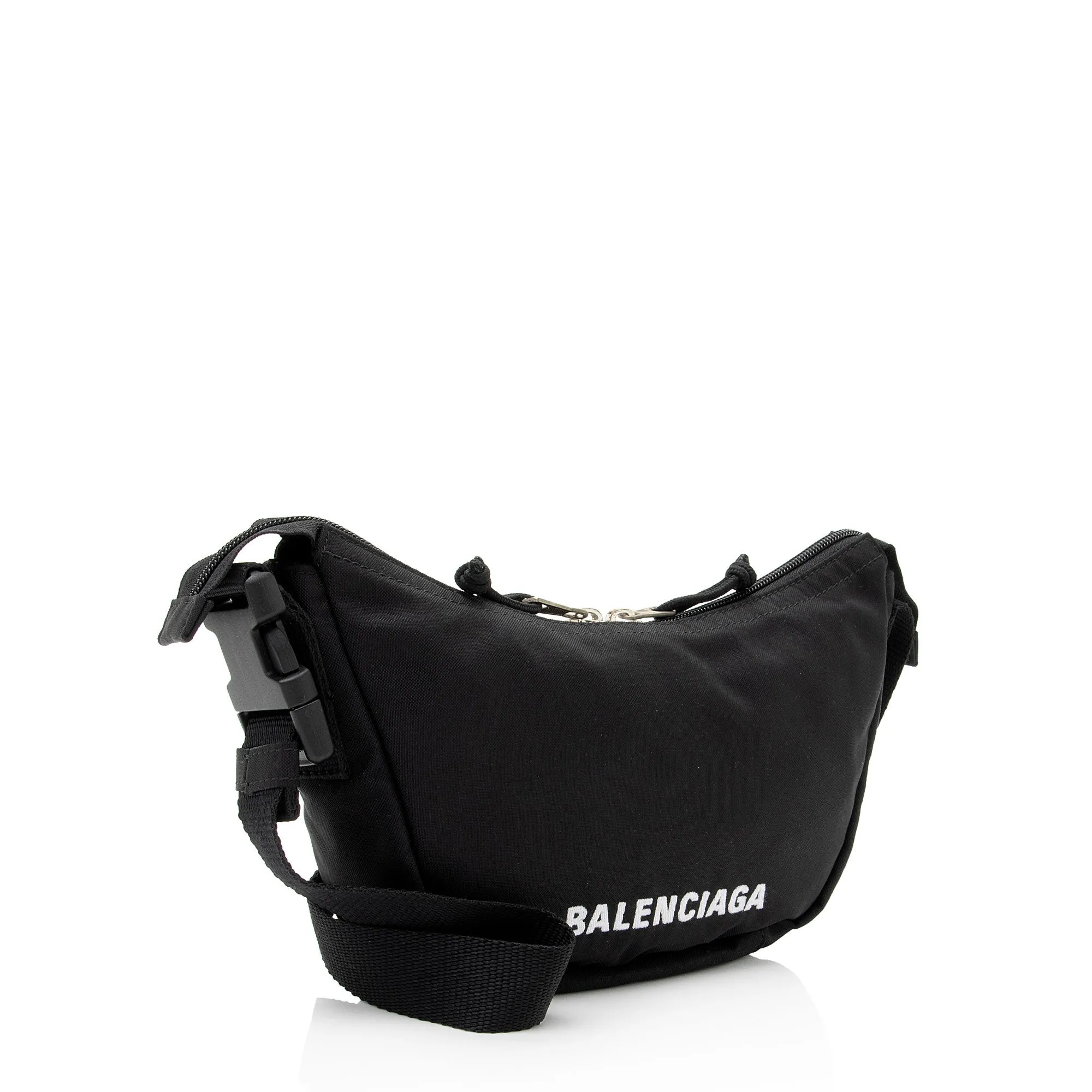 Balenciaga Recycled Nylon Logo Wheel Shoulder Bag (SHF-YKqW3c)