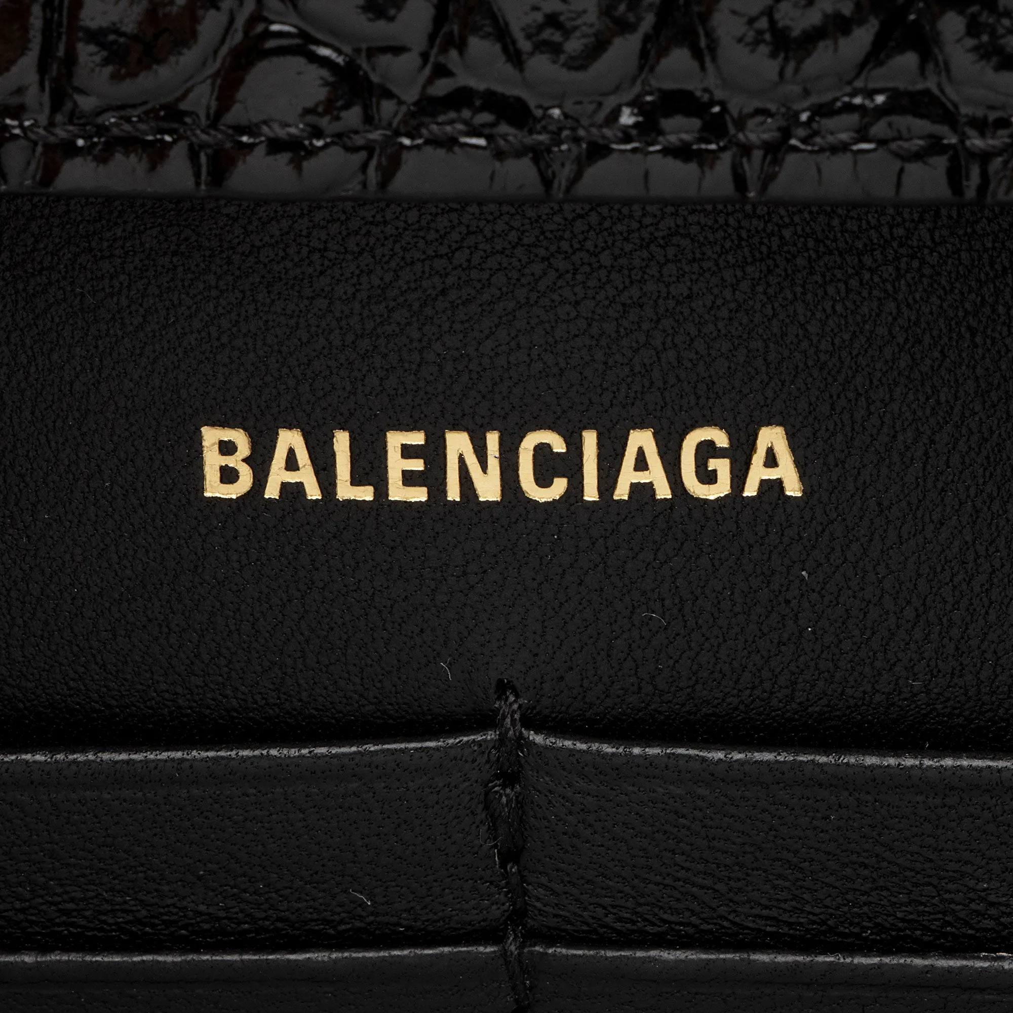 Balenciaga Shiny Croc Embossed Calfskin Hourglass Chain Bag (SHF-Le4cT4)