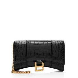 Balenciaga Shiny Croc Embossed Calfskin Hourglass Chain Bag (SHF-Le4cT4)