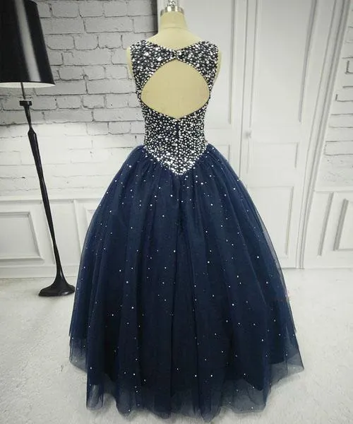 Ball Gown Scoop Neck Floor-Length Tulle Pageant Quinceanera Dresses HX0027