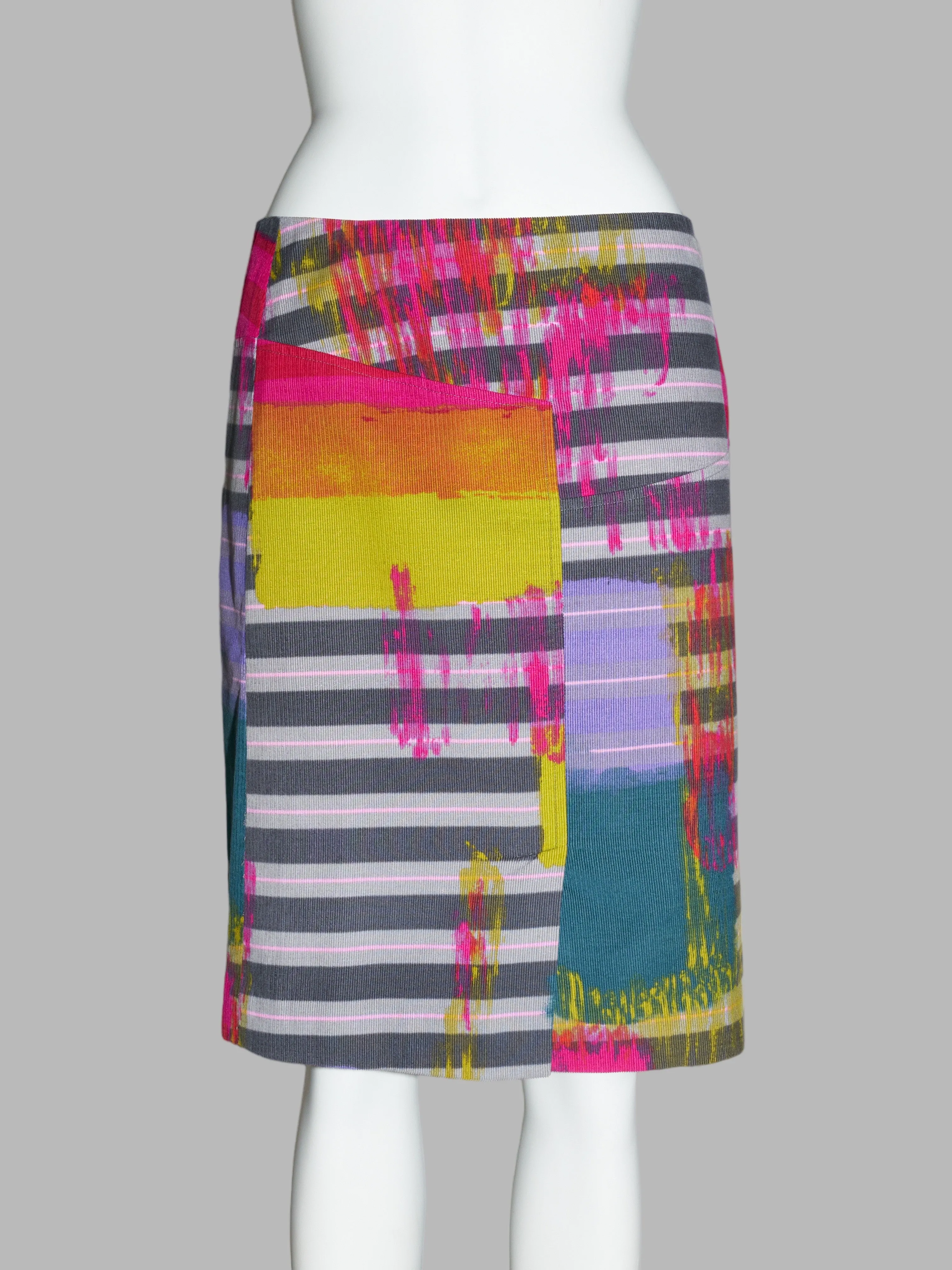 Bazar Christian Lacroix multicolour striped corduroy paint splatter skirt