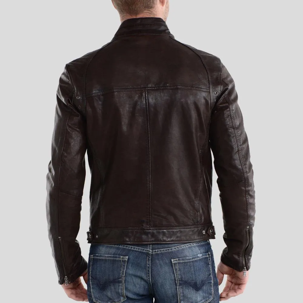 Beau Brown Biker Leather Jacket