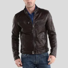 Beau Brown Biker Leather Jacket