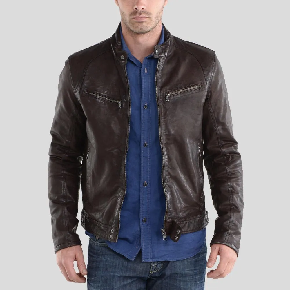 Beau Brown Biker Leather Jacket