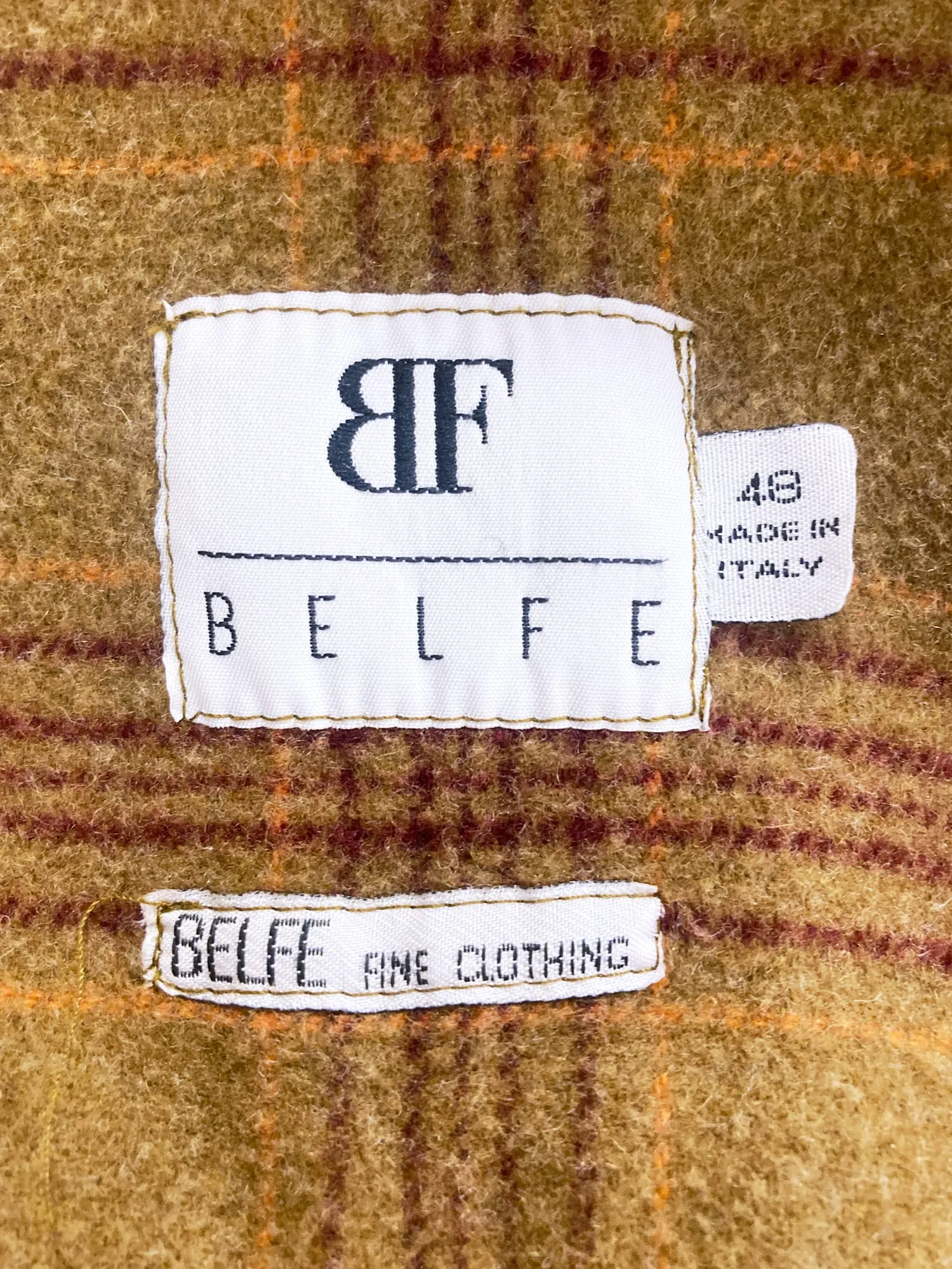 Belfe 1980s beige cotton wool-lined five button corduroy collar coat - size 48