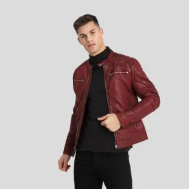 Ben Red Biker Leather Jacket